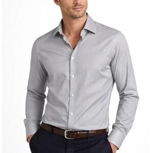 Burberry Quiet Luxury Mens 15-38 Small Dress Shirt Limited Edition Gray